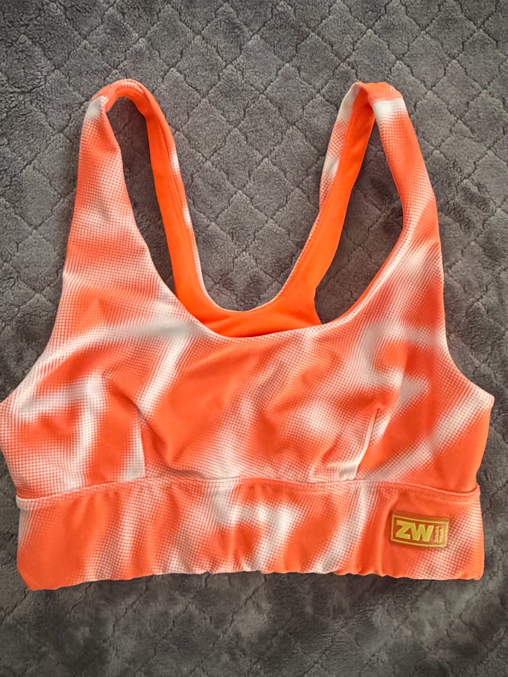 Zumba Fitness Orange and White Tie-Dye Sports Bra